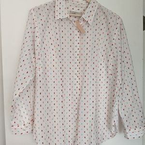 Dotted button down blouse NWT